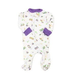 La Luna Boys White | Purple Pima Pajamas size: Newborn